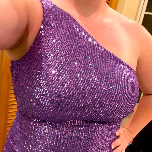 Purple Sequin Mini Dress - Picture 4 of 6